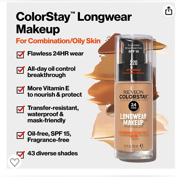 NWT Set of 2 # 610 espresso Revlon colors stay liquid foundation, 24 hours - Picture 3 of 8